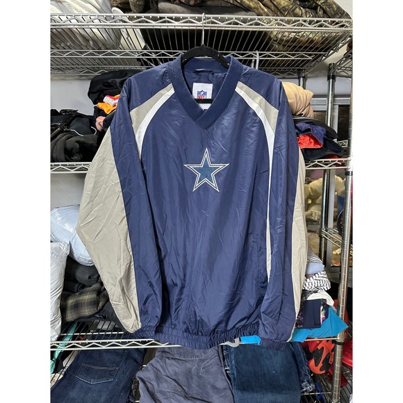 NFL Dallas Cowboys Pullover Jacket Windbreaker V-Neck Football Mens L/G - Picture 1 of 7